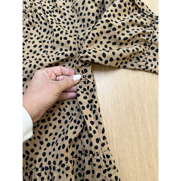 J Crew Ruffled Tiered Popover Dress Leopard Dot Size Small 2302 - Picture 8 of 10